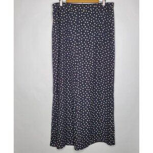 Express Womens Black Polka Dot Wide Leg Pull On Pants Size L Pockets Flowy Beach